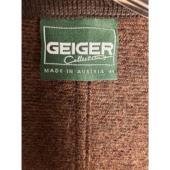 Geiger Collections Women's Vomp Button Brown 100% Boiled Wool Jacket Sz 46 EC - Picture 7 of 16